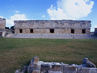 Mayan Nunnery Quadrangle East Side at Uxmal Ruins - uxmal mayan ruins,uxmal mayan temple,mayan temple pictures,mayan ruins photos